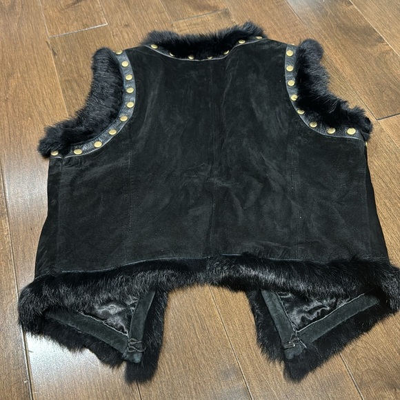 Marciano cut off vest in suede and fur sz S - Picture 2 of 3